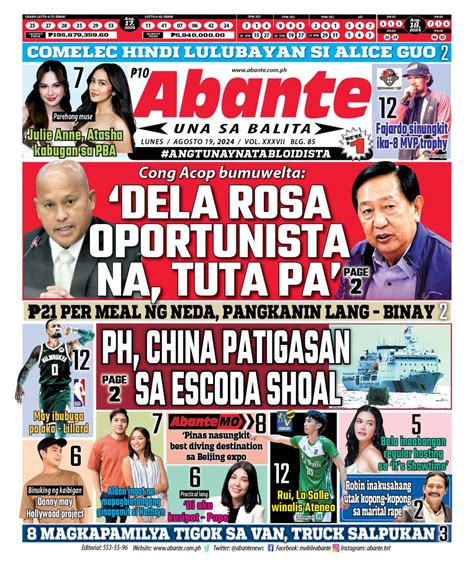balitambayan august 18 2024|Abante Front Page .